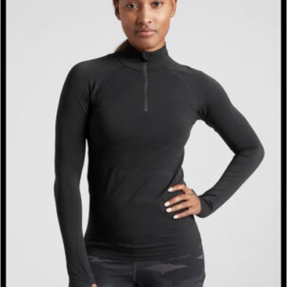 NWT Athleta Momentum 1/2 Zip Solid—Black—Size Medium - Picture 2 of 5